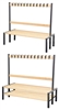 Cloakroom Benches With Hooks - Double Sided