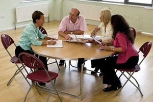 5ft Round Folding Table Used For Meetings thumbnail
