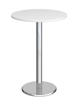Chrome Round Base Cafe/Bistro Table - Tall Round - White thumbnail