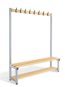 Single Sided Coat Hook Bench With Optional Base Shelf Slats thumbnail