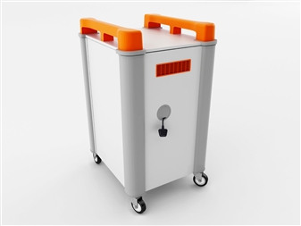 10 Port Laptop Recharging Storage Trolley - Vertical Storage - Back Closed thumbnail