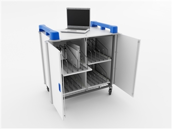 16 Port Laptop Recharging Storage Trolley - Vertical Storage - Front Open  thumbnail