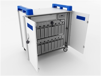 16 Port Laptop Recharging Storage Trolley - Vertical Storage - Back Open  thumbnail