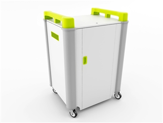16 Port Laptop Recharging Storage Trolley - Horizontal Storage - Lime thumbnail