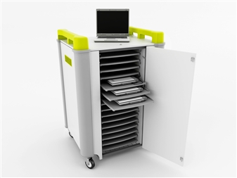 16 Port Laptop Recharging Storage Trolley - Horizontal Storage - Front Open   thumbnail