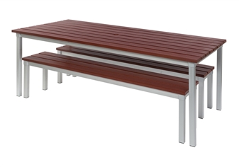 Enviro Outdoor Table With Benches Pushed Underneath  thumbnail