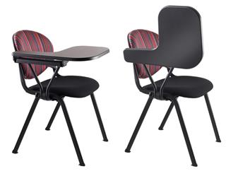 Prima 4 Leg Chair With Right Hand Witing Tablet For Use & Up Two Tone Fabric thumbnail