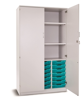 Premium  21 Single Tray Storage Cupboard + 2 Adjustable Shelves- Grey thumbnail