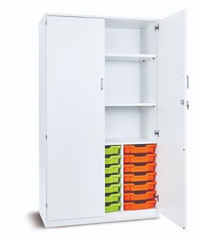 Premium  21 Single Tray Storage Cupboard + 2 Adjustable Shelves- White thumbnail