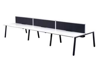 White A-Frame Bench Desk - Back-To-Back Desks With Black Legs thumbnail