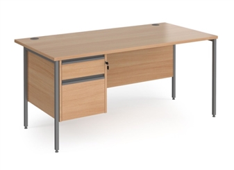 Budget Contract Office Desk With 1 Set Of Drawers - Beech - 2 Drawer Pedestal thumbnail