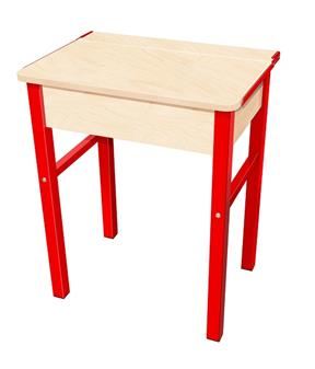 Flip Top Single Study Desk - Maple Top & Red Legs thumbnail