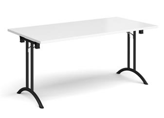 Curved Leg 1600mm Rectangular Folding Table - White With Black Legs thumbnail