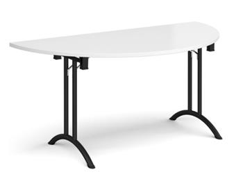 Curved Leg 1600mm Semicircular Folding Table - White With Black Legs thumbnail