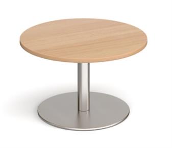 Round Coffee Table - Brushed Steel Base & Beech Top thumbnail