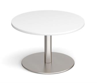 Round Coffee Table - Brushed Steel Base & White Top thumbnail