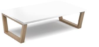 Encore Rectangular Coffee Table - White Top & Oak Legs thumbnail