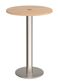 Poseur Table With Brushed Steel Base - Beech Top thumbnail