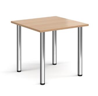 Square Table 800w x 800d, Beech Top, Chrome Legs thumbnail