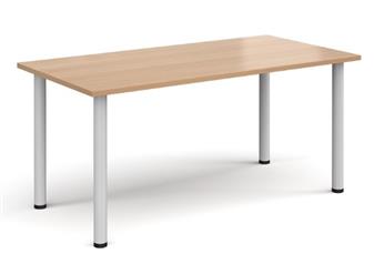 Rectangular Table 1600w x 800d, Beech Top, White Legs thumbnail