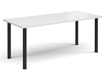 Rectangular Table 1800w x 800d, White Top, Black Legs thumbnail