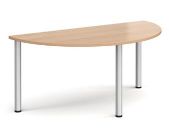 Semi-Circular Table 1600w x 800d, Beech Top, Silver Legs thumbnail