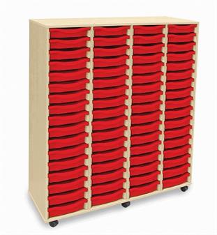 Wooden 64 Single Tray Storage Mobile - Red Trays thumbnail