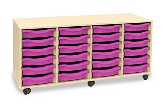 Wooden 24 Single Tray Storage Mobile 4 Columns - Purple Trays thumbnail
