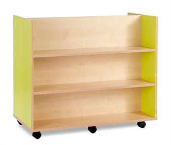Mobile Library Unit With 3 Straight Shelves Both Sides - Lime thumbnail