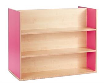 Static Library Unit With 3 Straight Shelves Both Sides - Pink thumbnail