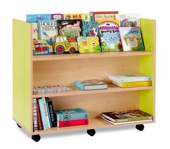 Mobile Library Unit With 3 Straight Shelves Both Sides - Lime  thumbnail