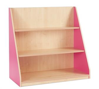 Static Single Sided Library Unit With 2 Fixed Straight Shelves - Pink thumbnail