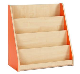 Static Single Sided Library Unit 4 Tiered Fixed Shelves - Tangerine thumbnail
