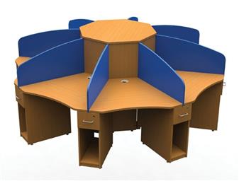 8-Person Study Booth Workstation With Screens thumbnail