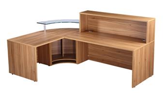 L Shaped Reception Counter - American Black Walnut Finish Rear View thumbnail