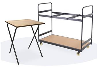 Premium Folding Exam Desk Shown With 20 Desk Trolley thumbnail