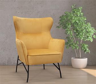 Alpha Lounge Seat Mustard Velvet Fabric thumbnail