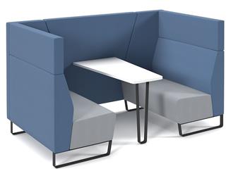Encore 4 Seater Open Booth - Late Grey Seat/Range Blue Backs + White Table thumbnail