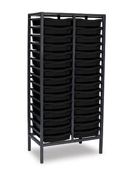 Mid Height Charcoal Metal Frame Double Column - Black Trays thumbnail