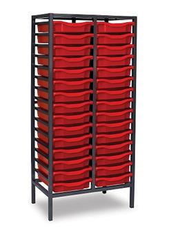 Mid Height Charcoal Metal Frame Double Column - Red Trays thumbnail