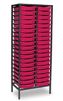 Tall Charcoal Metal Frame Plastic Storage 2 Columns - Pink Trays thumbnail