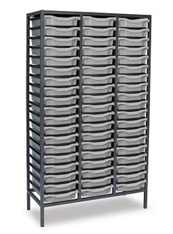 Tall Charcoal Metal Frame Plastic Storage 3 Columns - Light Grey Trays thumbnail
