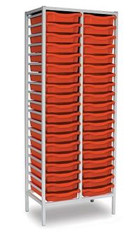 Tall Grey Metal Frame Plastic Storage - 2 Columns Tangerine Trays thumbnail