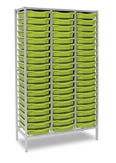 Tall Grey Metal Frame Plastic Storage - 3 Columns Lime Trays thumbnail