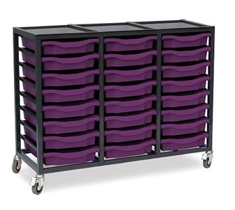 Low Charcoal Triple Column Mobile Unit - 24 Purple Trays thumbnail