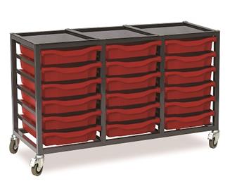 Low Charcoal Triple Column Mobile Unit - 18 Red Trays thumbnail