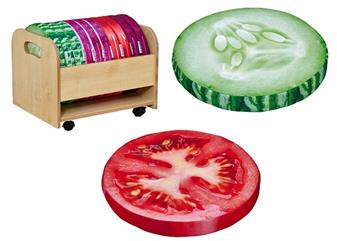 Salad Seat Pad Set Of 10 With Trolley + Cucumber & Tomato Seat Pads thumbnail