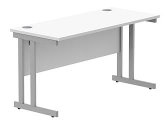 Primus Desk 1400w x 600d, White Top & Silver Legs thumbnail