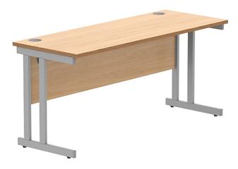 Primus Desk 1600w x 600d, Beech Top & Silver Legs thumbnail
