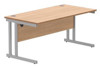 Primus 1600w x 800d Desk - Beech With Silver Legs thumbnail